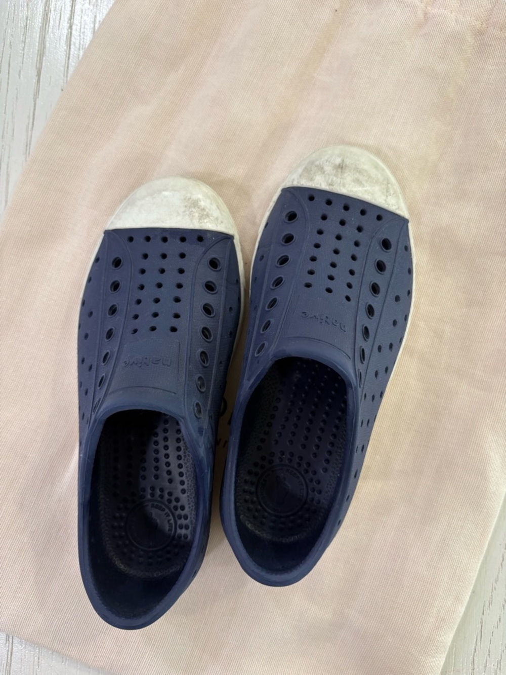 Natives Slip-On Rubber Sneakers in Navy with White Toe